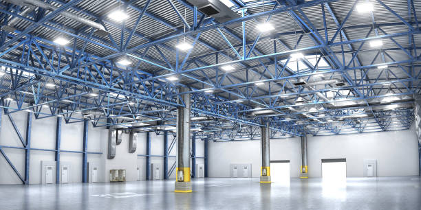 istock Concept of warehouse. The cardboard boxes in the big warehouse on blurred background. 3d illustration 660264952