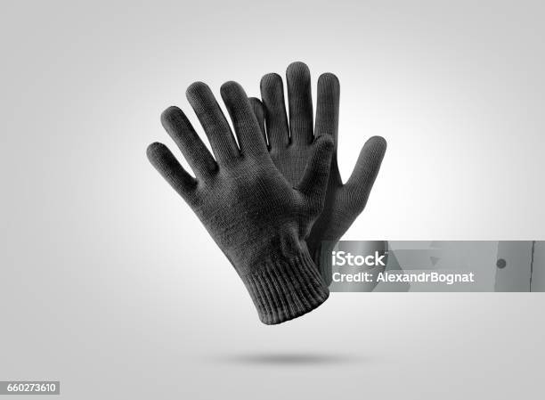 Leere Schwarze Strick Winter Handschuhe Mockup Stockfoto und mehr Bilder von Handschuh - Handschuh, Schutzhandschuh, Sporthandschuh