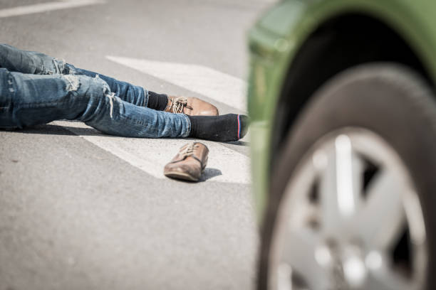 istock Traffic accident.Young man hit by a car 660297952