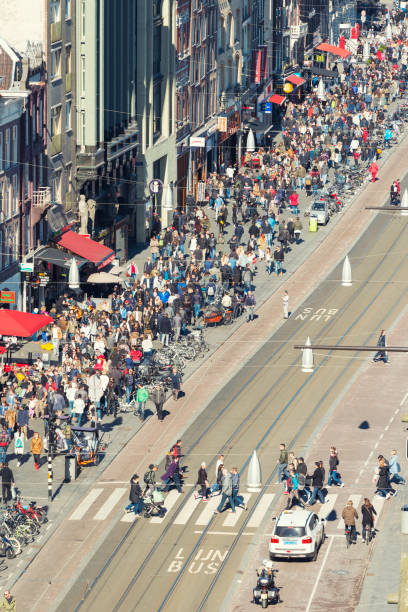 istock Damrak Amsterdam crowds aerial view 660298382