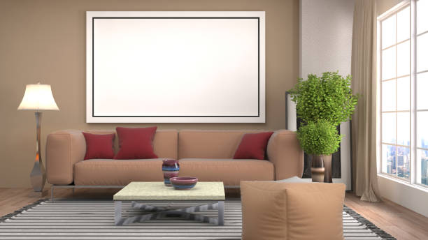istock mock up poster frame in interior background. 3D Illustration 660307654