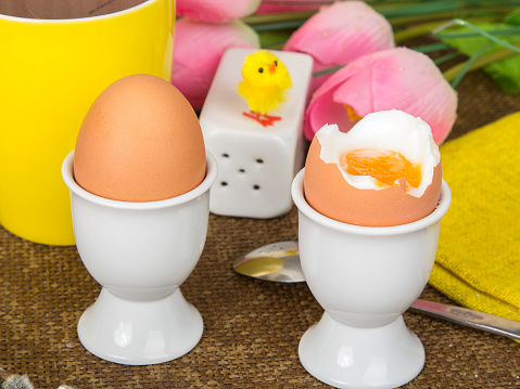 Easter breakfast - soft boiled eggs