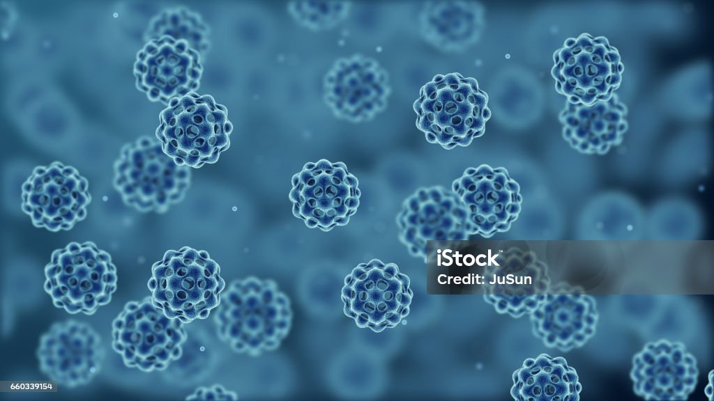 Bakterienzelle oder Virus, 3d generierte Ansicht vom Mikroskop. - Lizenzfrei Virus Stock-Foto