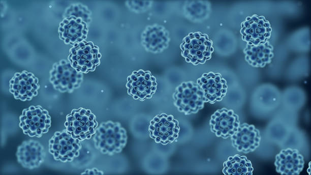 célula bacteriana o virus, vista 3d generado de microscopio. - hepatitis virus fotografías e imágenes de stock