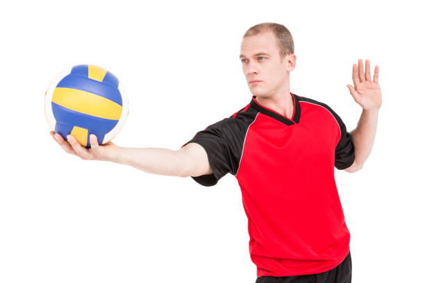 istock Sportsman getting ready to serve while playing volley ball 660339704