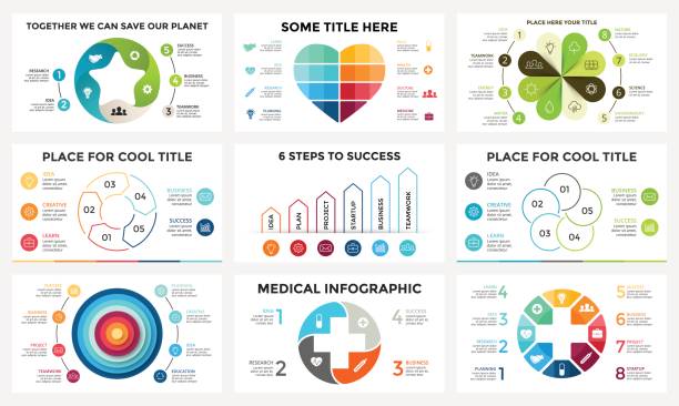 ilustraciones, imágenes clip art, dibujos animados e iconos de stock de círculo las flechas infografía lineal de vectores, diagrama, gráfico, carta de presentación del ciclo. concepto de negocio con 4, 5, 8 opciones, piezas, medidas, proceso. medicina y salud, corazón amor, naturaleza flor de ecología - ecosistema