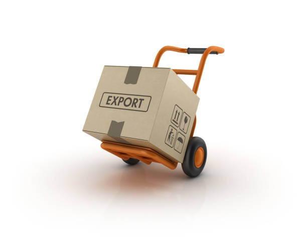istock Hand Truck Carrying Cardboard Box Export Label - 3D Rendering 660348590