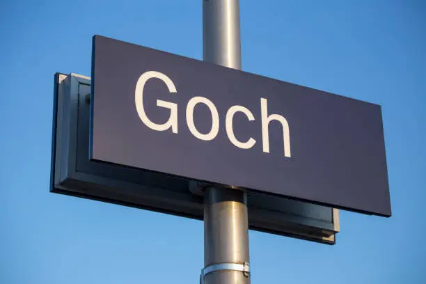 historic city goch germany sign