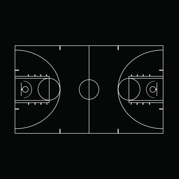istock Basketball court icon isolated on black background 660352720