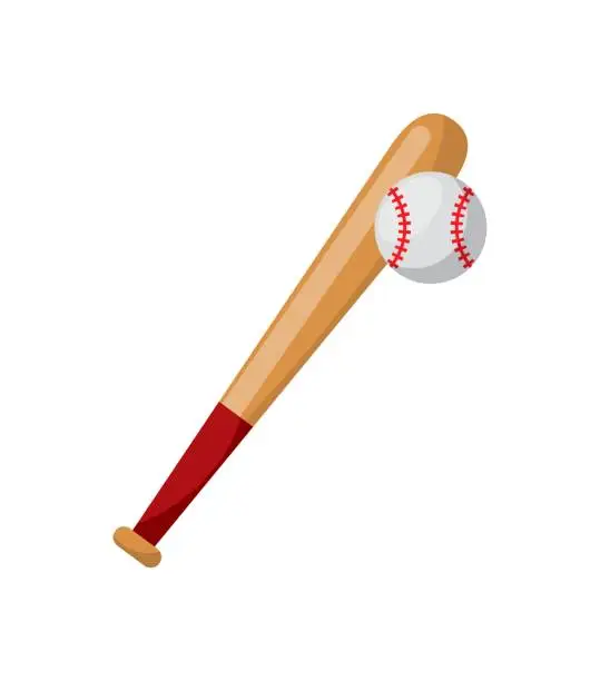 Vector illustration of baseball bat and ball