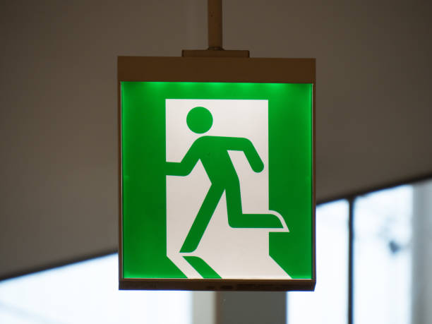 istock Sign of emergency door emergency exit sign 660359786
