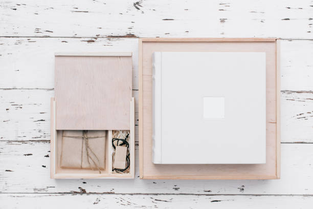 istock Beautiful white wedding photobook. Wedding concept. Text spase 660363558