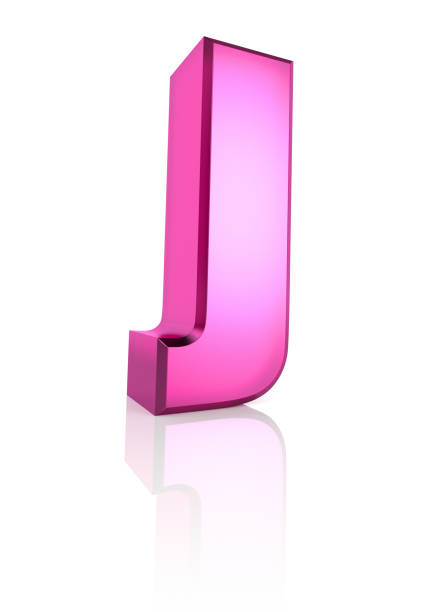 핑크 j - letter j alphabet metal three dimensional shape stock illustrations