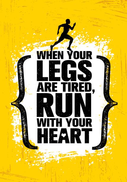 When Your Legs Are Tired, Run With Your Heart. Inspiring Half Marathon Sport Motivation Quote. Creative Workout Banner When Your Legs Are Tired, Run With Your Heart. Inspiring Half Marathon Sport Motivation Quote. Creative Vector Typography Grunge Banner Concept gym borders stock illustrations