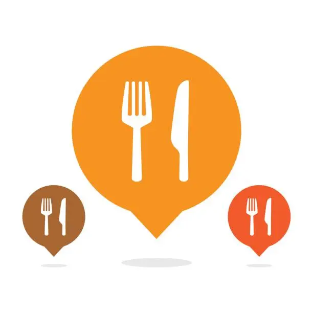 Vector illustration of Fork and knife bubble icon