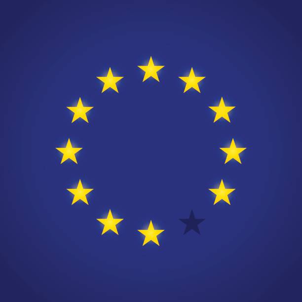 ilustrações, clipart, desenhos animados e ícones de brexite estrela saiu na bandeira da união europeia. vector - european union flag flag backgrounds star shape