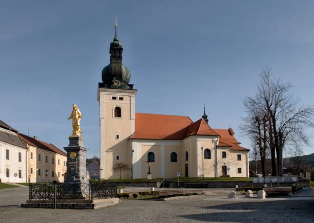 istock Square of little czech town Kunstat 660405826