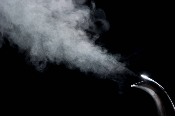 istock Tea kettle with boiling water on a black background 660408684
