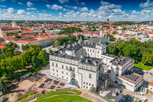 View of Cathedral Square of Vilnius, Lithuania. The Cathedral of Vilnius is the heart of Catholic spiritual life in Lithuania.