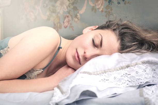 Sleeping , beautiful woman stock photo