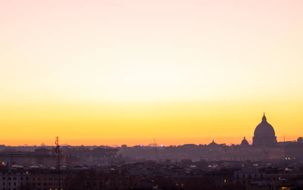 istock Panorama view of Rome at sunset with St Peter Cathedral 660410118