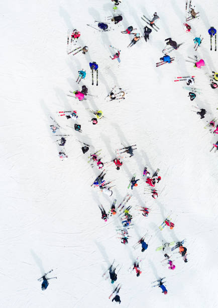 istock Aerial view of skiers 660419140
