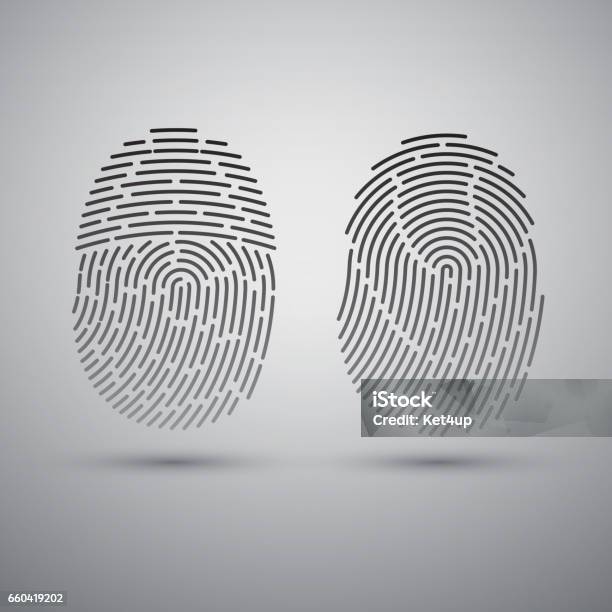 Fingerprints Set Vector Security System Digital Lock Stock Illustration - Download Image Now