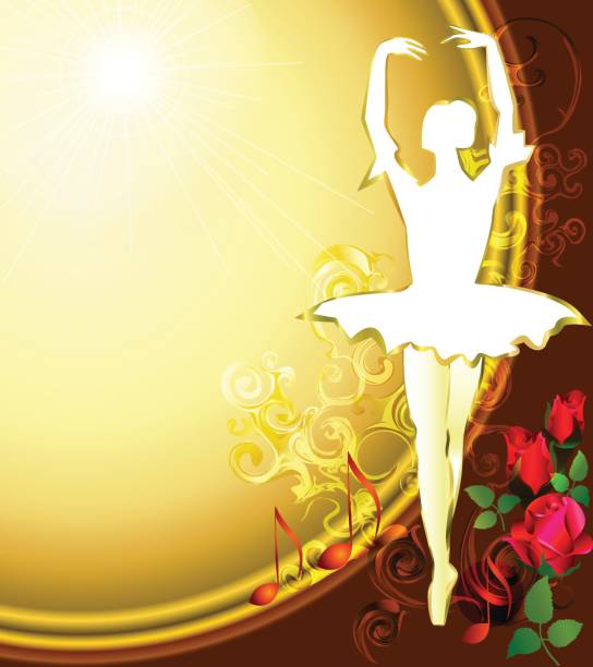istock Ballet background, illustration with ballerina and purple roses 660422474