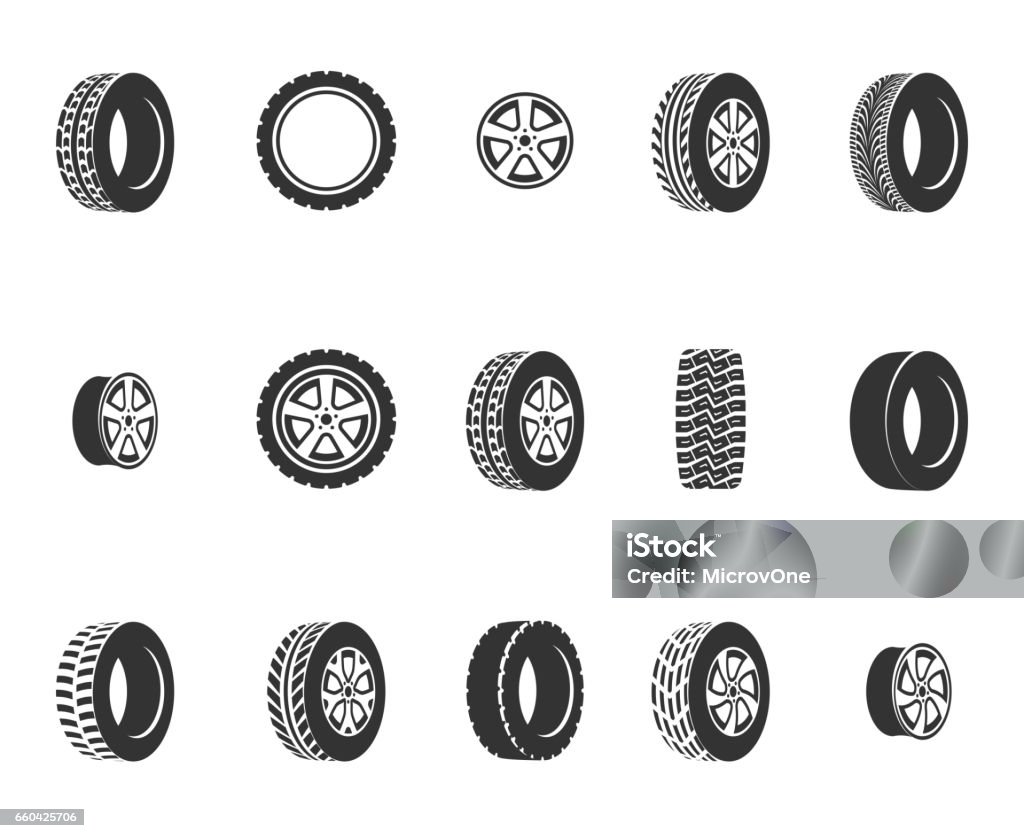 輪胎，車輪磁片自動服務向量圖示 - 免版稅車呔圖庫向量圖形