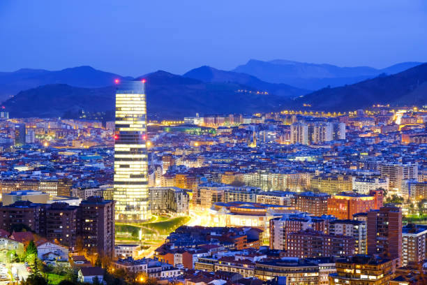 istock Bilbao city skyline at night. 660434624