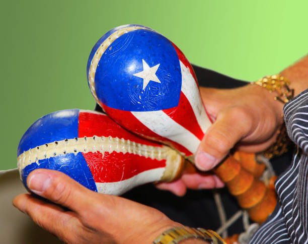 Puerto Rican maracas Maracas with Puerto Rican flag puerto rican ethnicity stock pictures, royalty-free photos & images