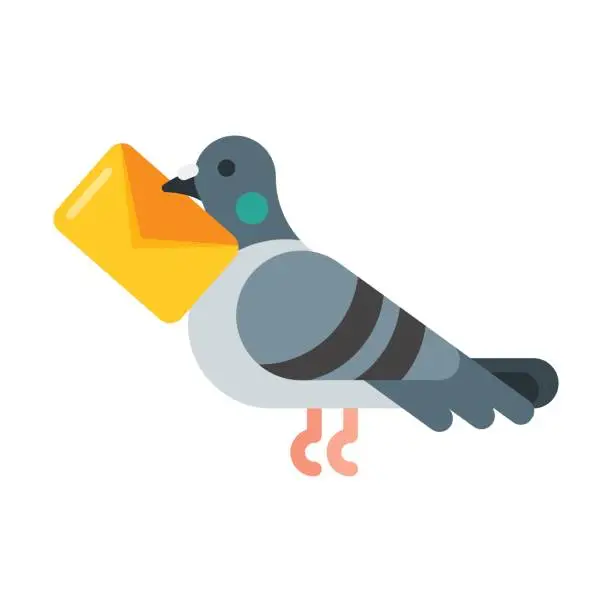 Vector illustration of Vector flat style illustration of post pigeon.