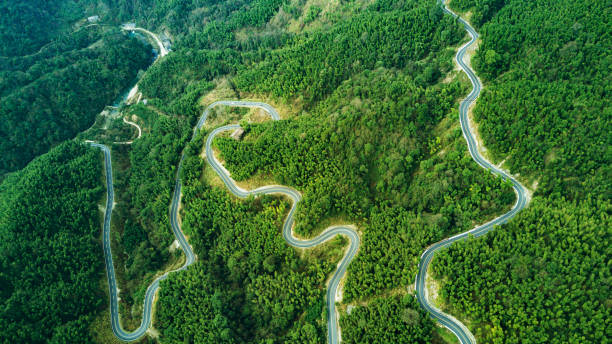 istock Aerial photography, curved mountain road 660453218