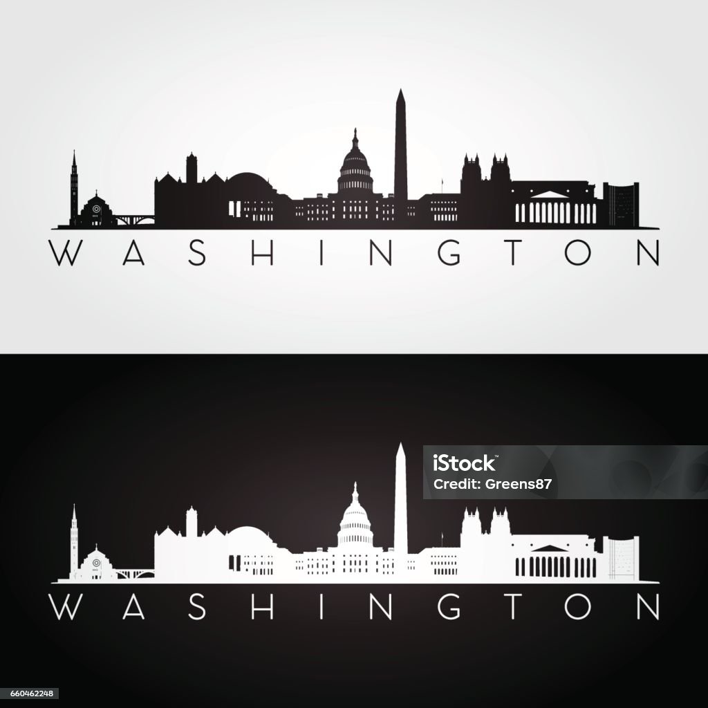 Washington USA Skyline und Wahrzeichen silhouette - Lizenzfrei Washington DC Vektorgrafik
