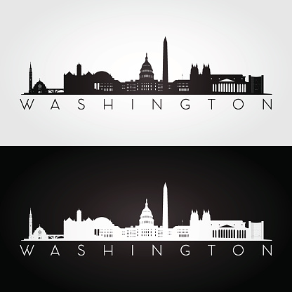 istock Washington USA skyline and landmarks silhouette 660462248