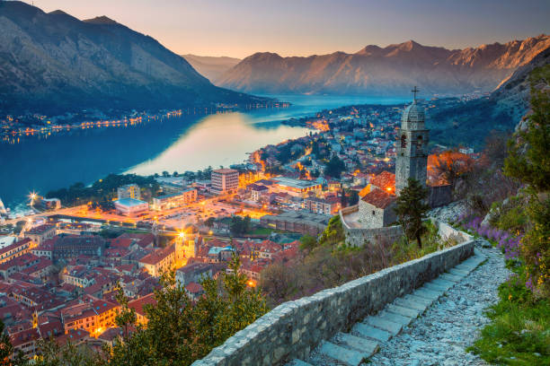 kotor, montenegro. - stone water sea mediterranean sea stock-fotos und bilder