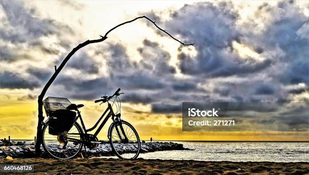 Bicycle On Beach Stock Photo - Download Image Now - Cycling, Horizontal, Italy