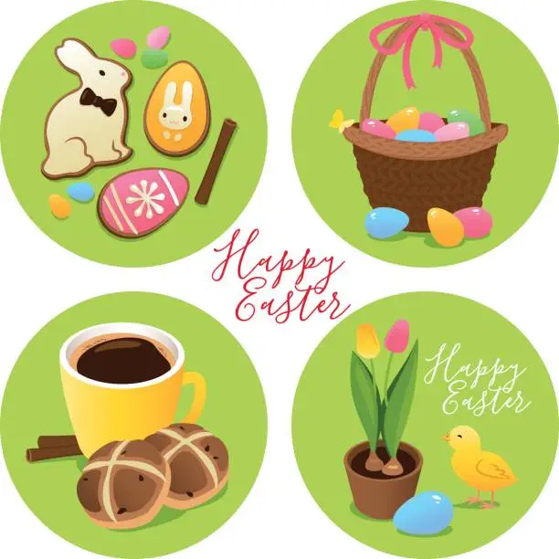 Vector illustration of Easter symbols and treats