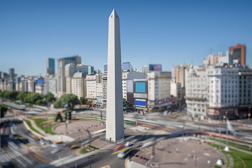 Plaza de la Republica in the centre of Buenos Aires with the Obelisco  one of the main symbols of the capital of Argentina
