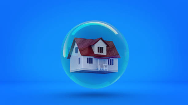istock House in a bubble fly in the air. 660474790