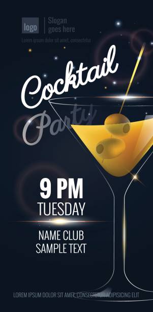 zaproszenie na cocktail party. - flash menu stock illustrations