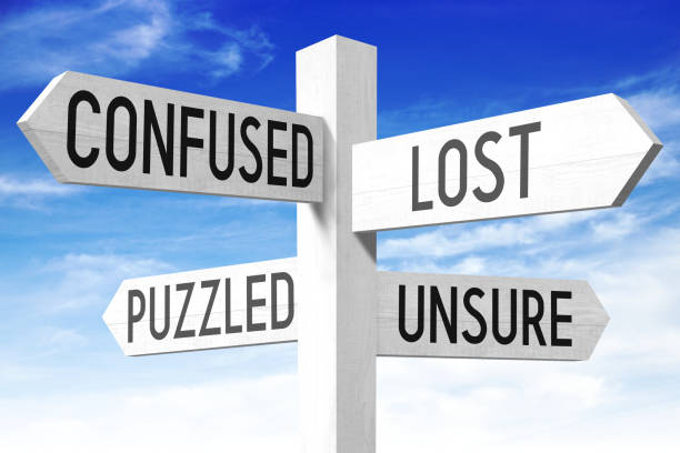 istock Lost concept - wooden signpost 660482614
