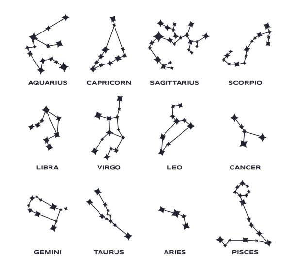 조디악 운세 스타 표지판 - sagittarius stock illustrations