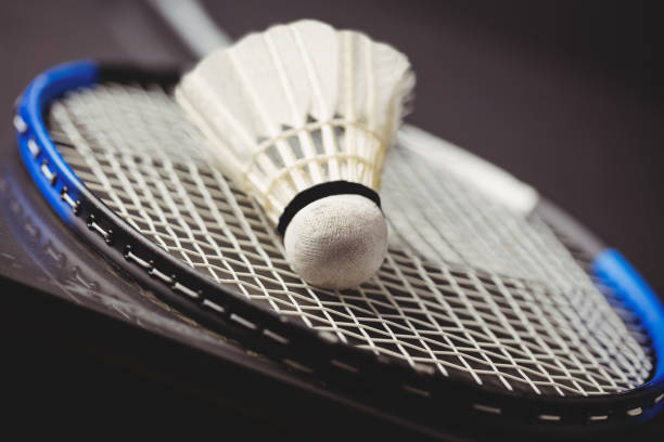 istock Close up of shuttlecock and badminton racket 660503464