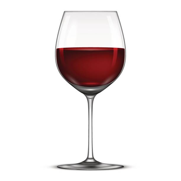 вектор реалистичный бокал с красным вином значок изолированы на белом фоне. шаблон дизайна в eps10 - wineglass wine glass red wine stock illustrations