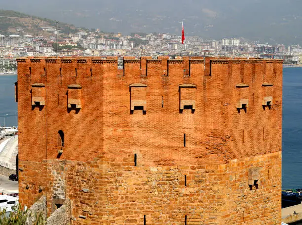 Photo of a red tower in Alanya in Turkey