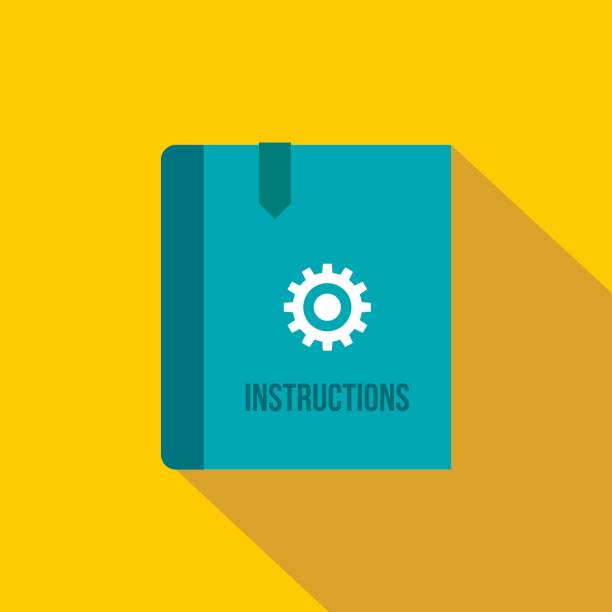 значок книги инструкции, плоский тип - инструкция по эксплуатации stock illustrations