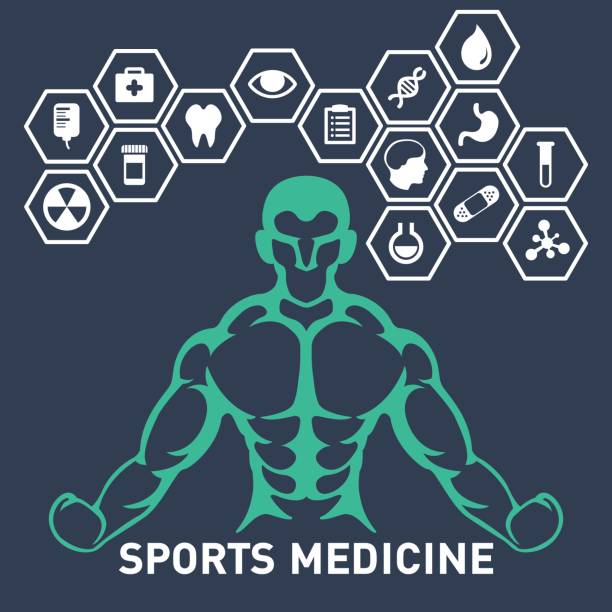 SPORTS MEDICINE logo icon vector design SPORTS MEDICINE logo icon vector design sports medicine stock illustrations