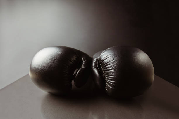 istock Close up of black boxing gloves 660544570