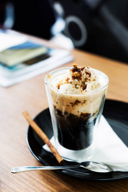 istock Grass jelly milk ice in glass on table 660546802